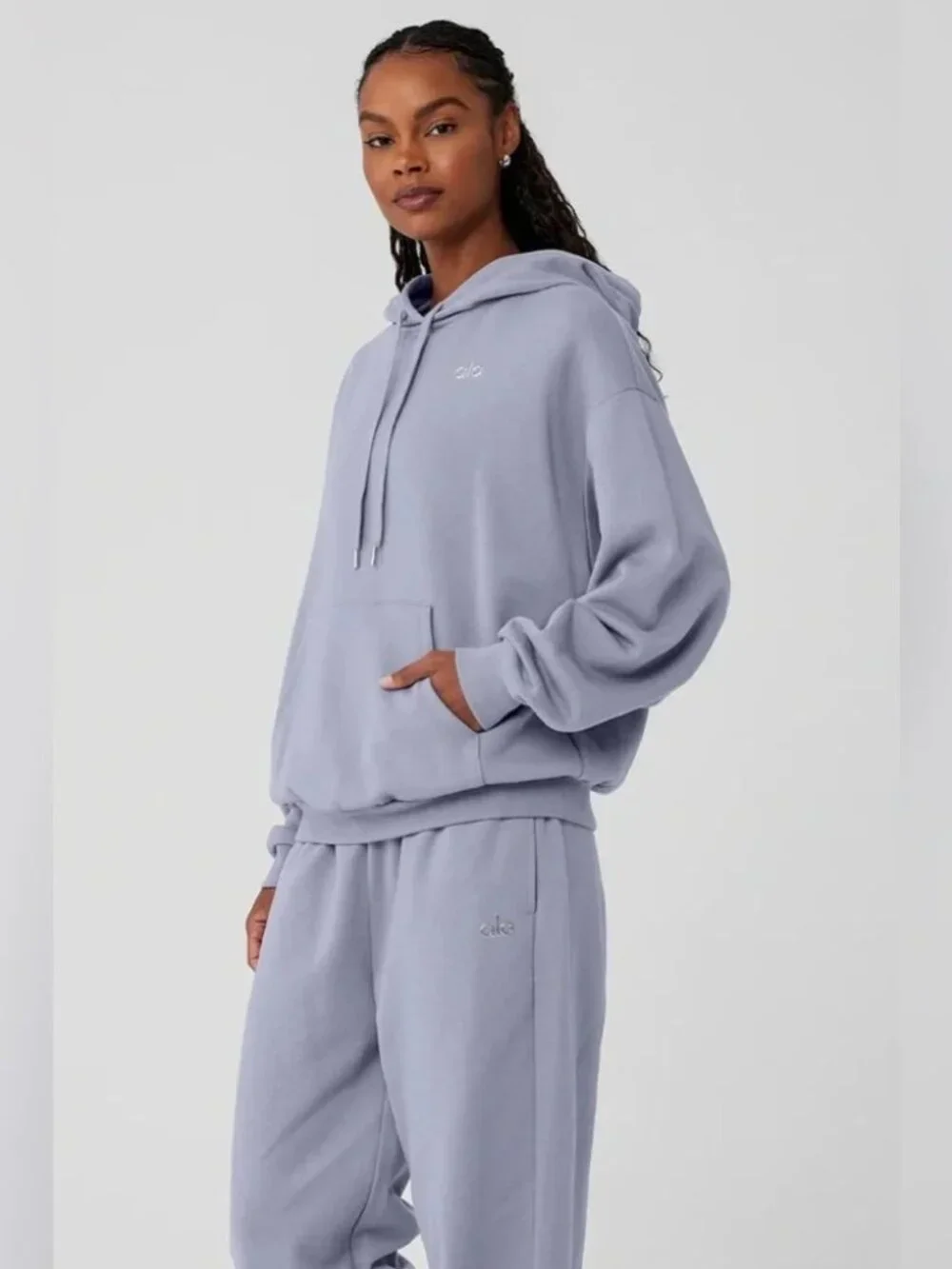 NWOT! Alo Yoga Accolade Hoodie in Fog Muted Light Blue Grey VN 5025 XXS